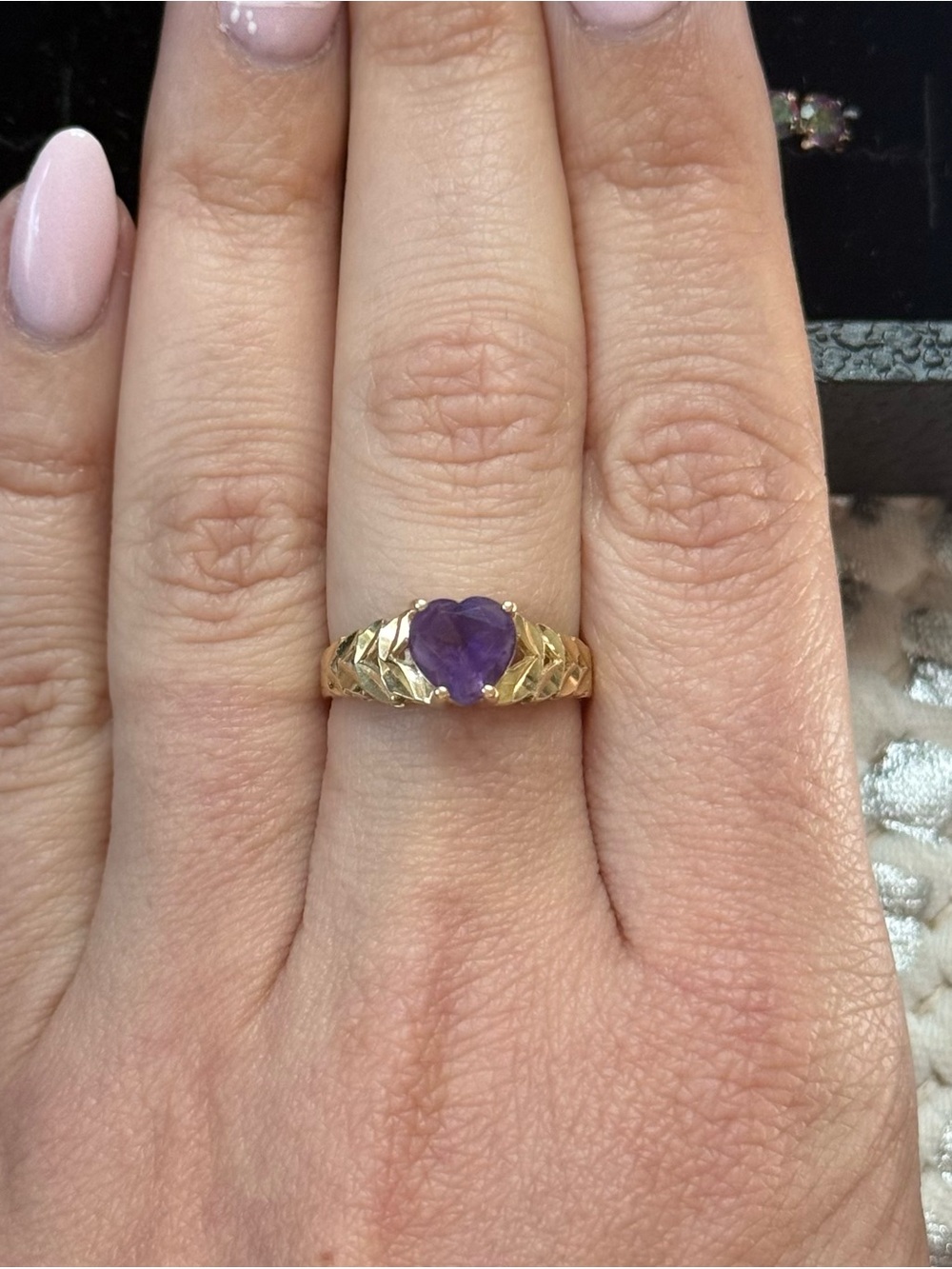 Vintage 14k Amethyst Heart Ring